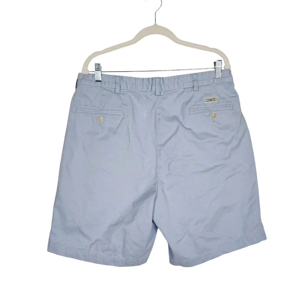 Polo Ralph Lauren Tyler Shorts 36 Light Blue Pleated Chino Preppy Coastal